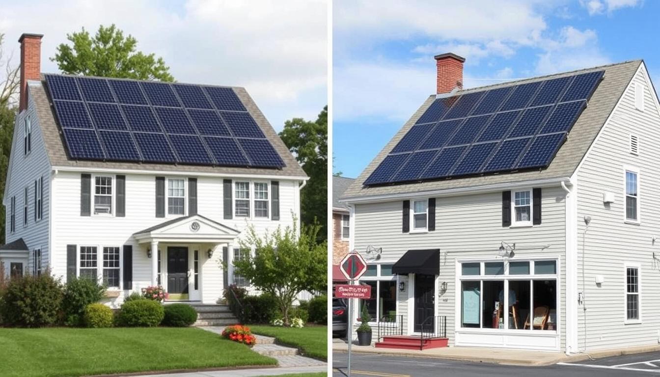 Side-by-side comparison of residential and commercial solar installations by solar installers near me in Dover