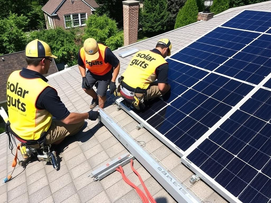 Solar Guys technicians installing panels for the customer who searched solar installers near me