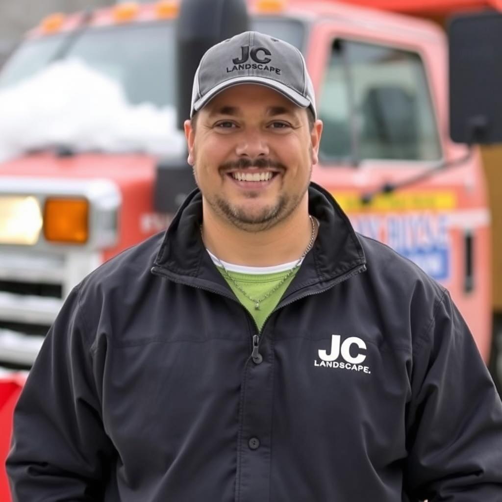 JC Landscape snow plowing team member in Walpole, MA