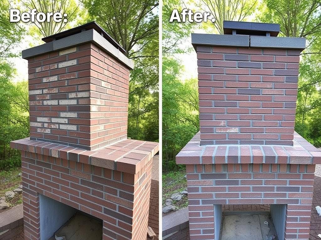 Brick repair and replacement for damaged chimney in Franklin