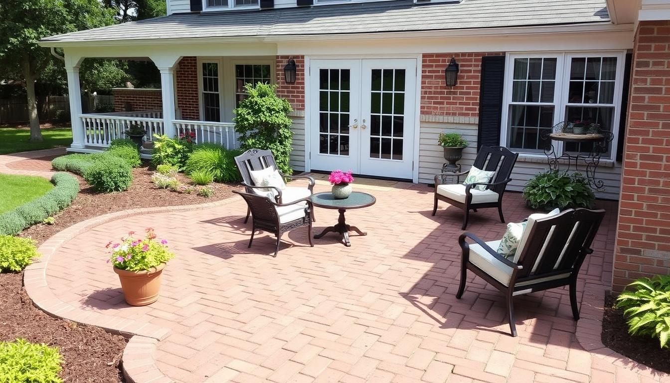 Colonial-style paver patio installation for historic Dover home