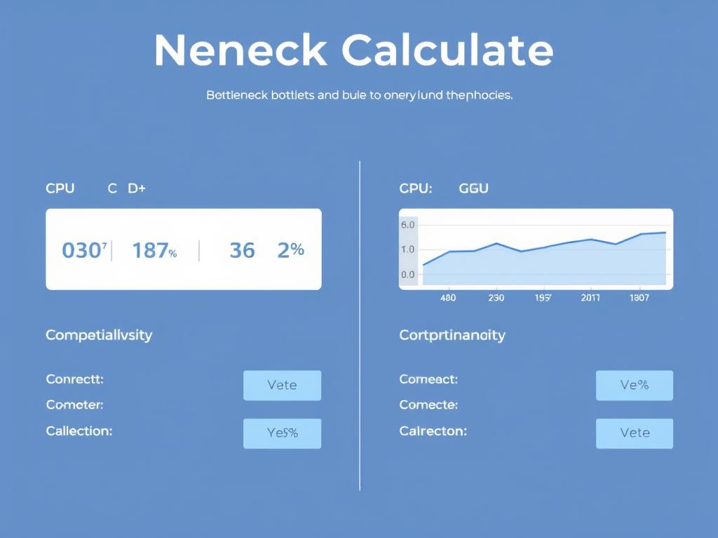 Bottleneck calculator interface showing CPU and GPU compatibility analysis