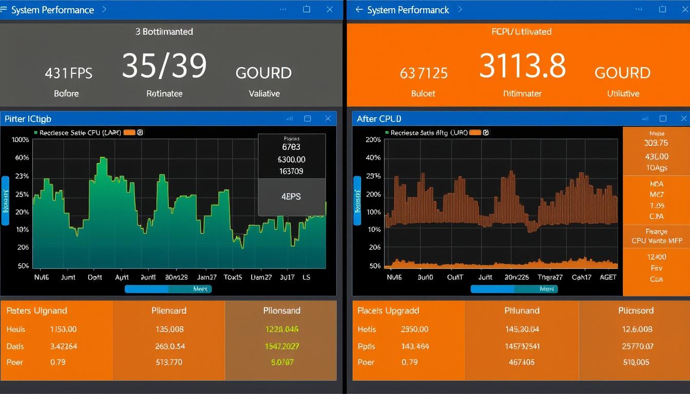 Before and after CPU bottleneck resolution showing performance improvement