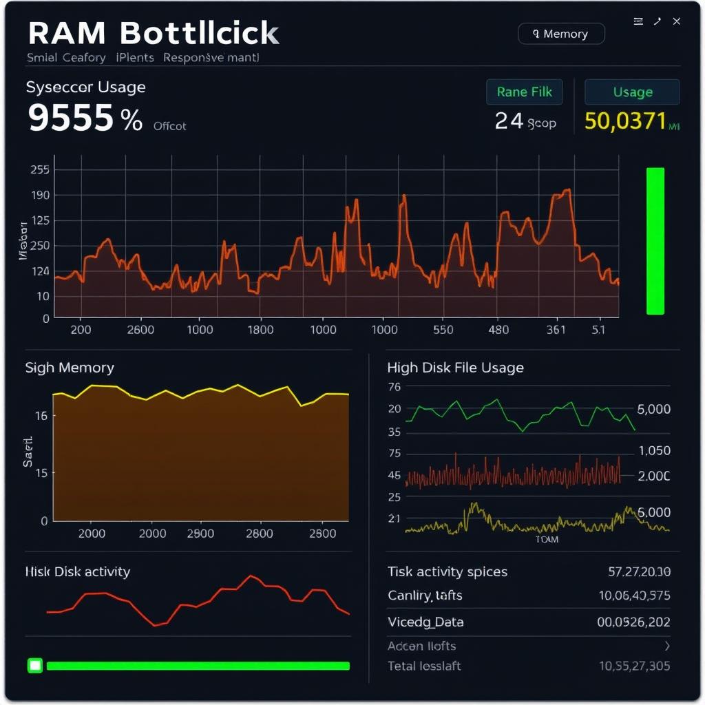 RAM bottleneck showing high memory usage and disk activity
