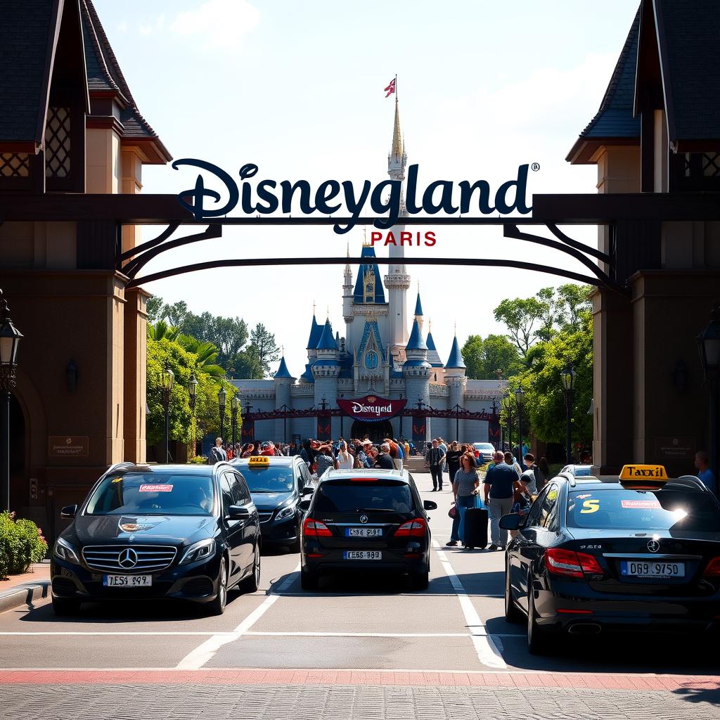 Disney Paris entrance with taxi pickup point
