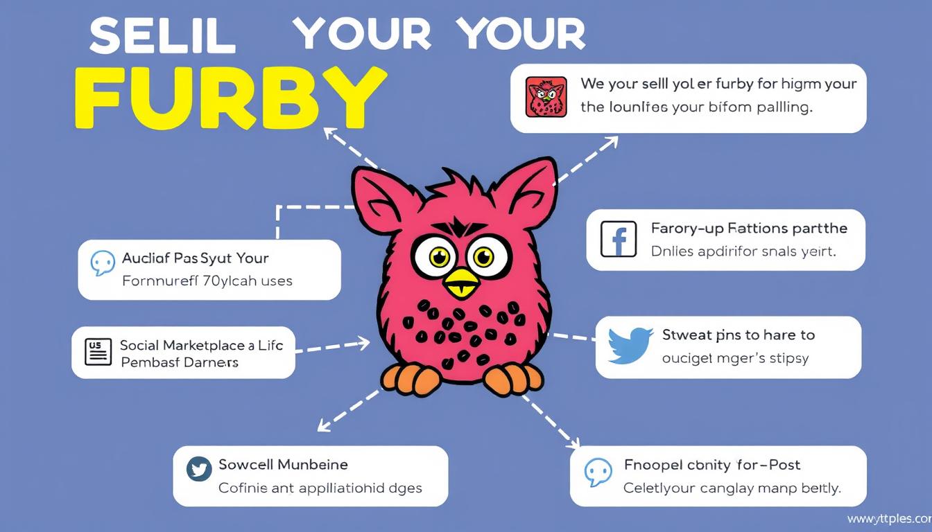Image of various platforms where you can sell your Furby, including online marketplaces and auction houses