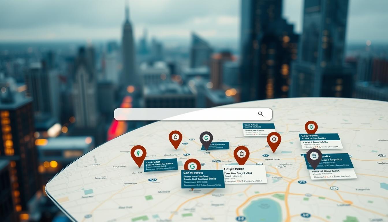 A detailed map of certified e-waste recycling centers, displayed on a sleek digital interface. In the foreground, a prominently featured search bar allows users to input their location and access a comprehensive directory of nearby recycling facilities. The middle ground showcases pinpointed map markers, indicating the precise locations of each center, complemented by information cards providing key details like hours of operation, accepted materials, and environmental certifications. In the background, a softly blurred cityscape sets the urban context, hinting at the widespread availability of these vital recycling resources within populated areas. The scene is illuminated by a warm, inviting lighting scheme, conveying a sense of accessibility and environmental responsibility.