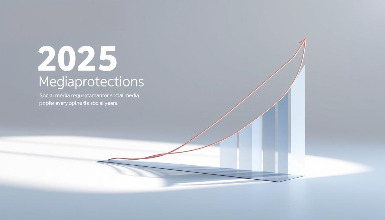 A dynamic, data-driven visualization of social media growth projections for the year 2025. A clean, minimalist background with soft gradients and subtle textures sets the stage. In the foreground, a crisp, three-dimensional graph rises, its lines and curves representing the trajectories of various social media platforms. The graph is illuminated from the side, casting angular shadows that add depth and dimensionality. The visualization conveys a sense of forward momentum, progress, and the vast potential of social media in the coming years. The overall tone is one of anticipation, innovation, and the transformative power of digital communication.
