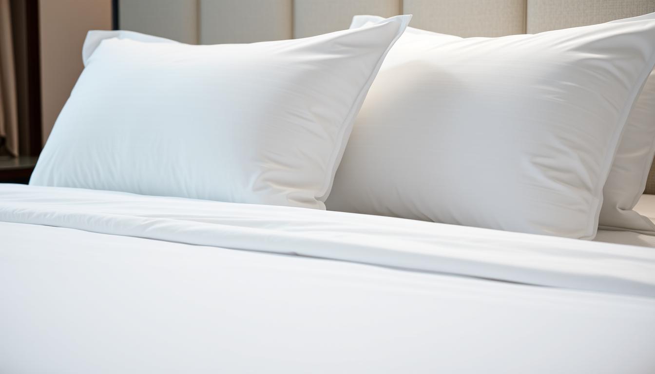 Fresh clean white hotel sheets and pillows