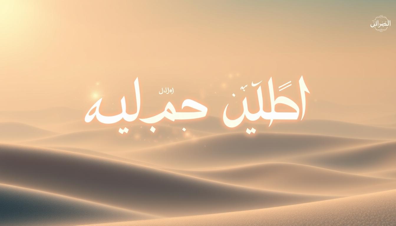 A serene, ethereal landscape with floating, luminous Arabic calligraphic forms elegantly dancing across the scene. The calligraphy morphs and intertwines, forming &quot;الكلمات الإيجابية&quot; - positive words that radiate a sense of hope, inspiration, and inner transformation. Soft, warm lighting bathes the composition, creating an atmosphere of calm contemplation. In the background, a subtle pattern resembling the باب نور brand logo gently emerges, complementing the meditative mood. The overall impression is one of finding solace and clarity through the power of positive language.