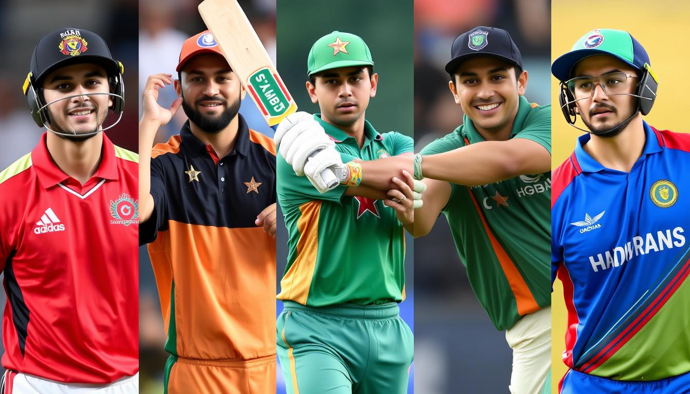 Collage of rising cricket stars to watch in Asia Cup 2025