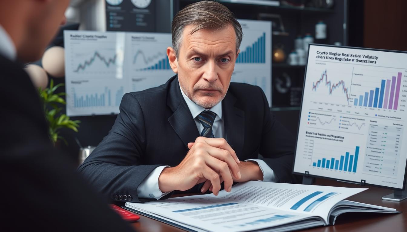 Person analyzing challenges of crypto real estate transactions