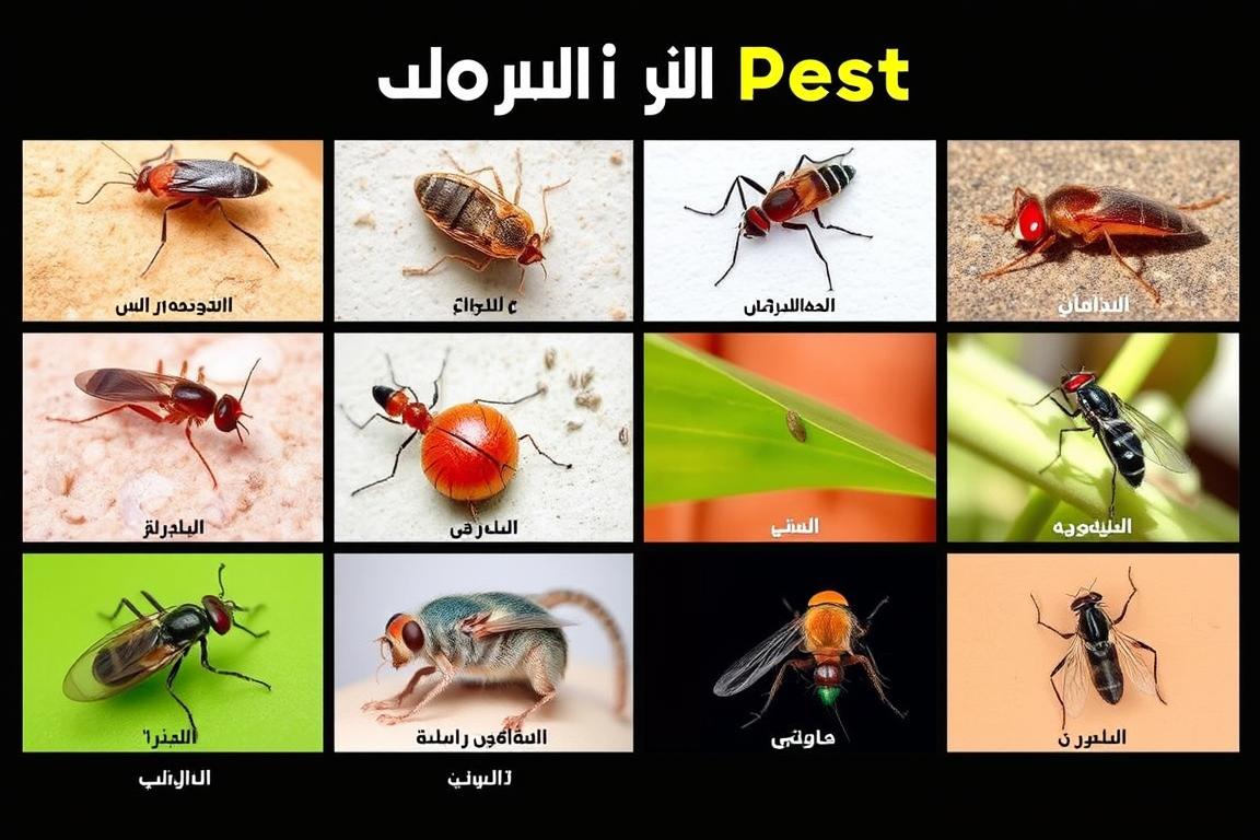 صورة توضح أنواع مختلفة من الحشرات التي تكافحها شركة رش حشرات بخميس مشيط