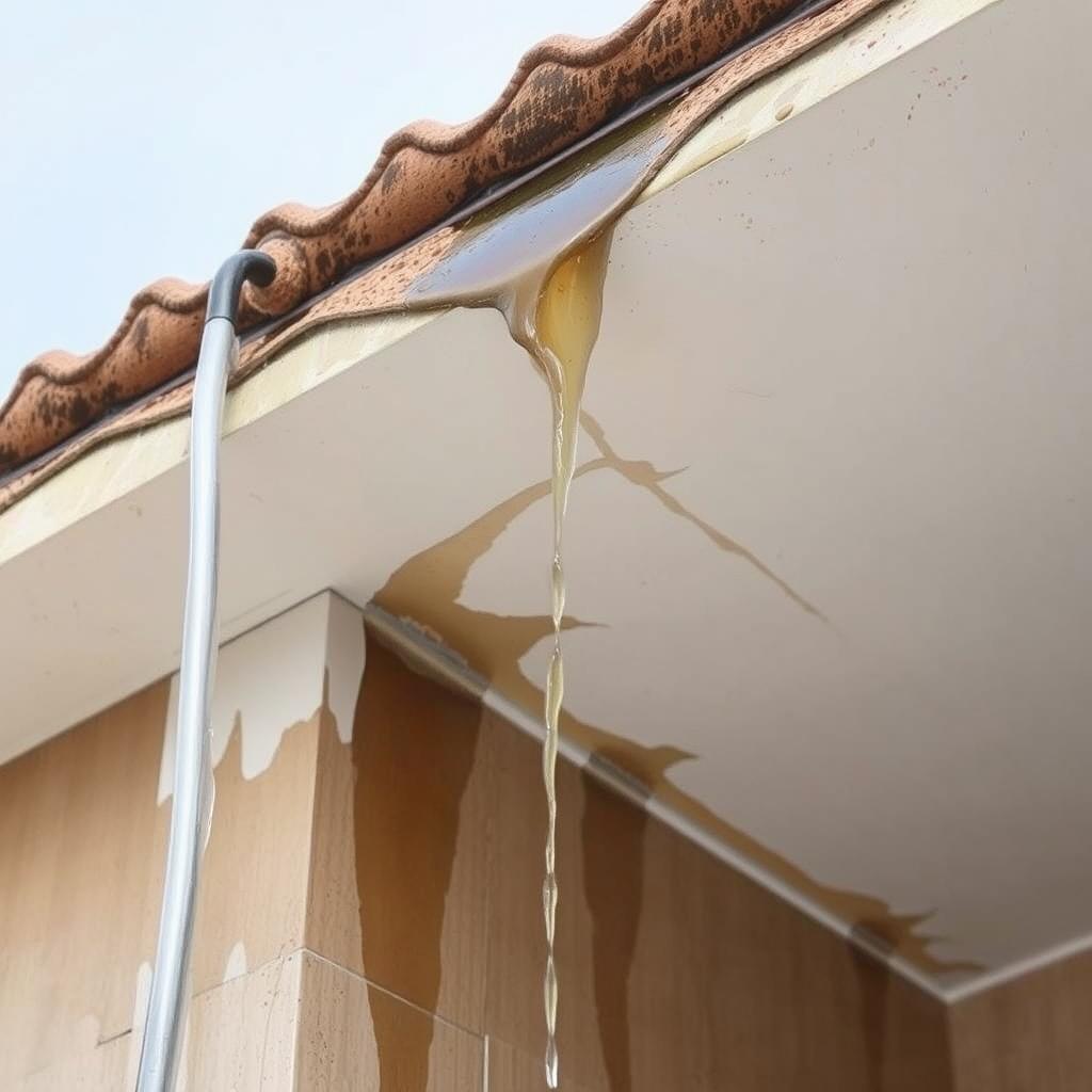 تسرب مياه من سطح مبنى في الرياض بسبب ضعف العزل