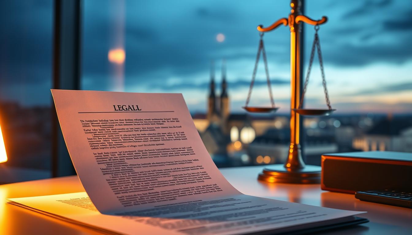 A meticulously composed scene depicting the legal aspects of IPTV in Sweden in 2025. In the foreground, a legal document with intricate Swedish legalese hovers above a sleek, minimalist desk, illuminated by a warm, directional light source. In the middle ground, a scale of justice balances delicately, symbolizing the careful weighing of rights and regulations. The background features a panoramic view of the Stockholm skyline, hinting at the broader societal context. The overall atmosphere conveys a sense of professionalism, precision, and the gravity of the legal considerations surrounding IPTV's evolving role in the Swedish digital landscape.