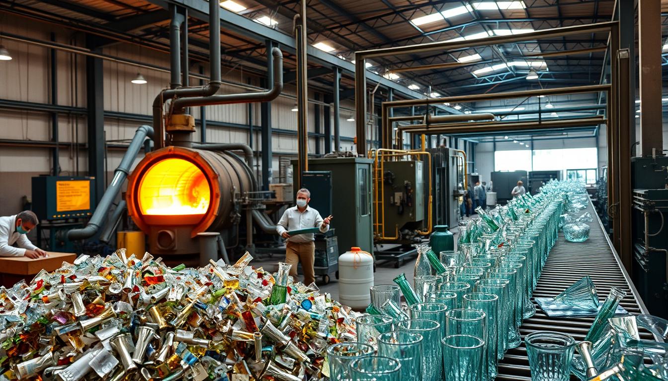 proceso de fabricación de vidrio reciclado