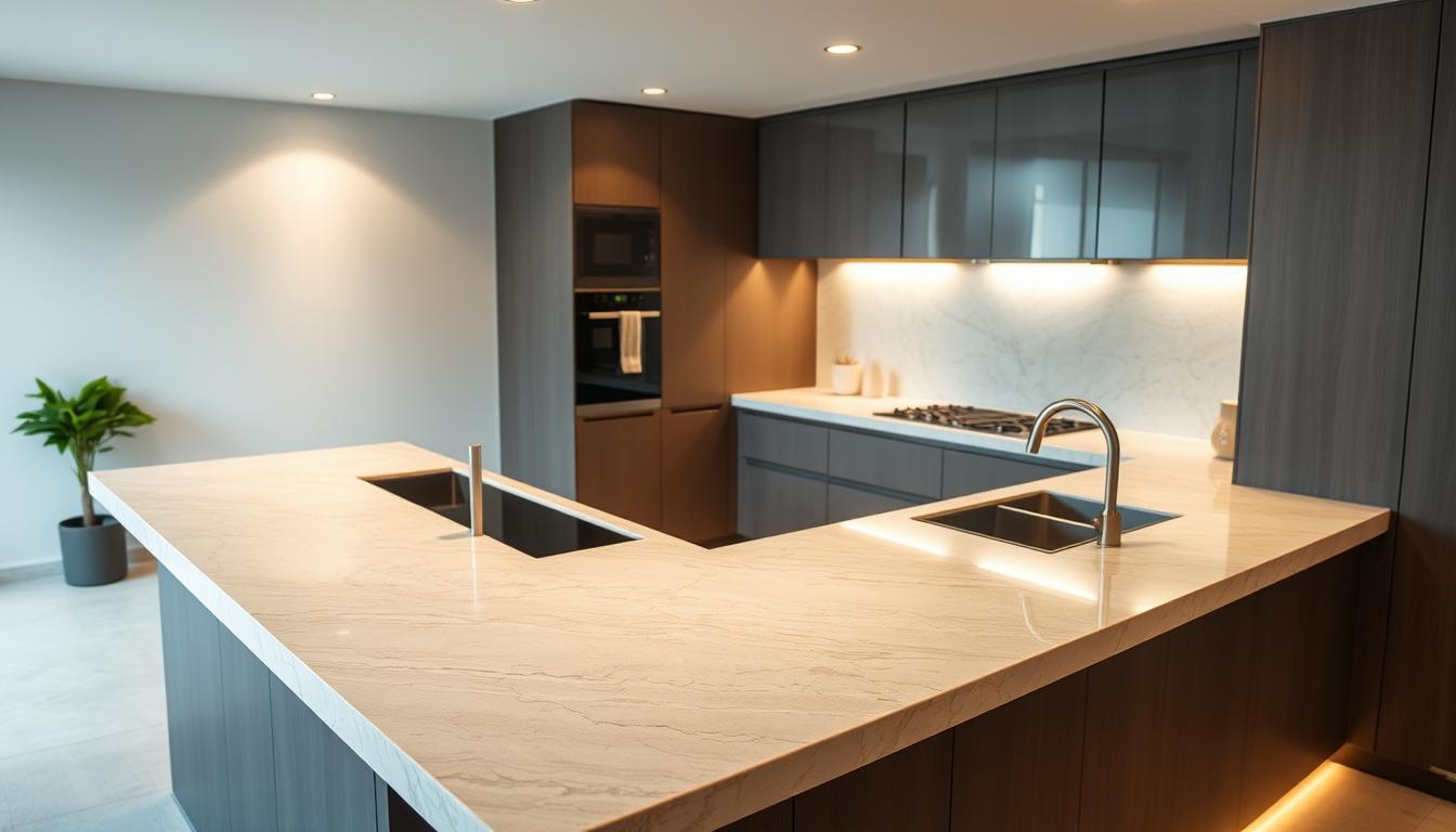 diseño de cocina con encimera moderna