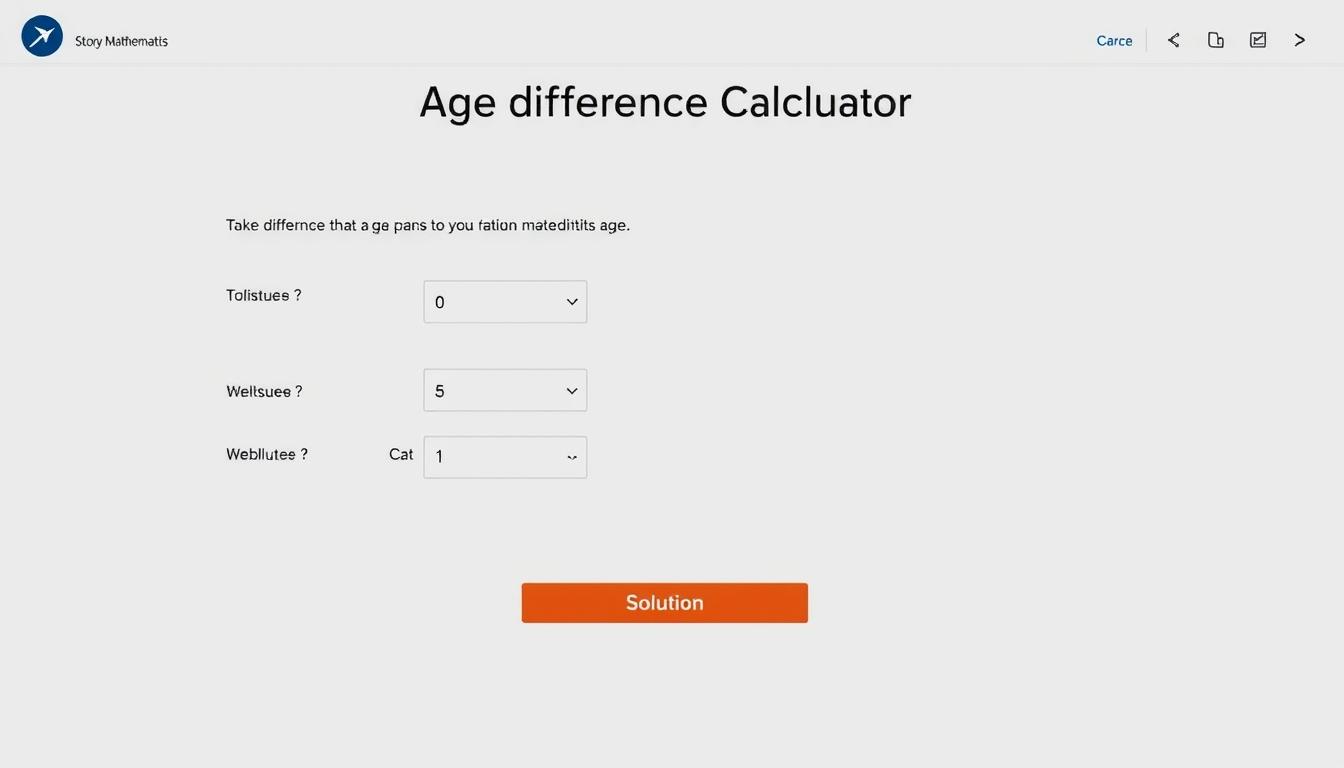 Screenshot of Story of Mathematics age difference calculator with step-by-step solution