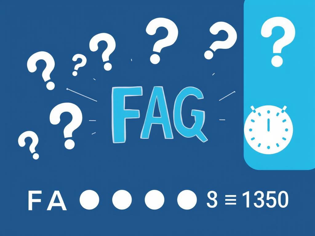 FAQ concept with question marks and age calculation symbols