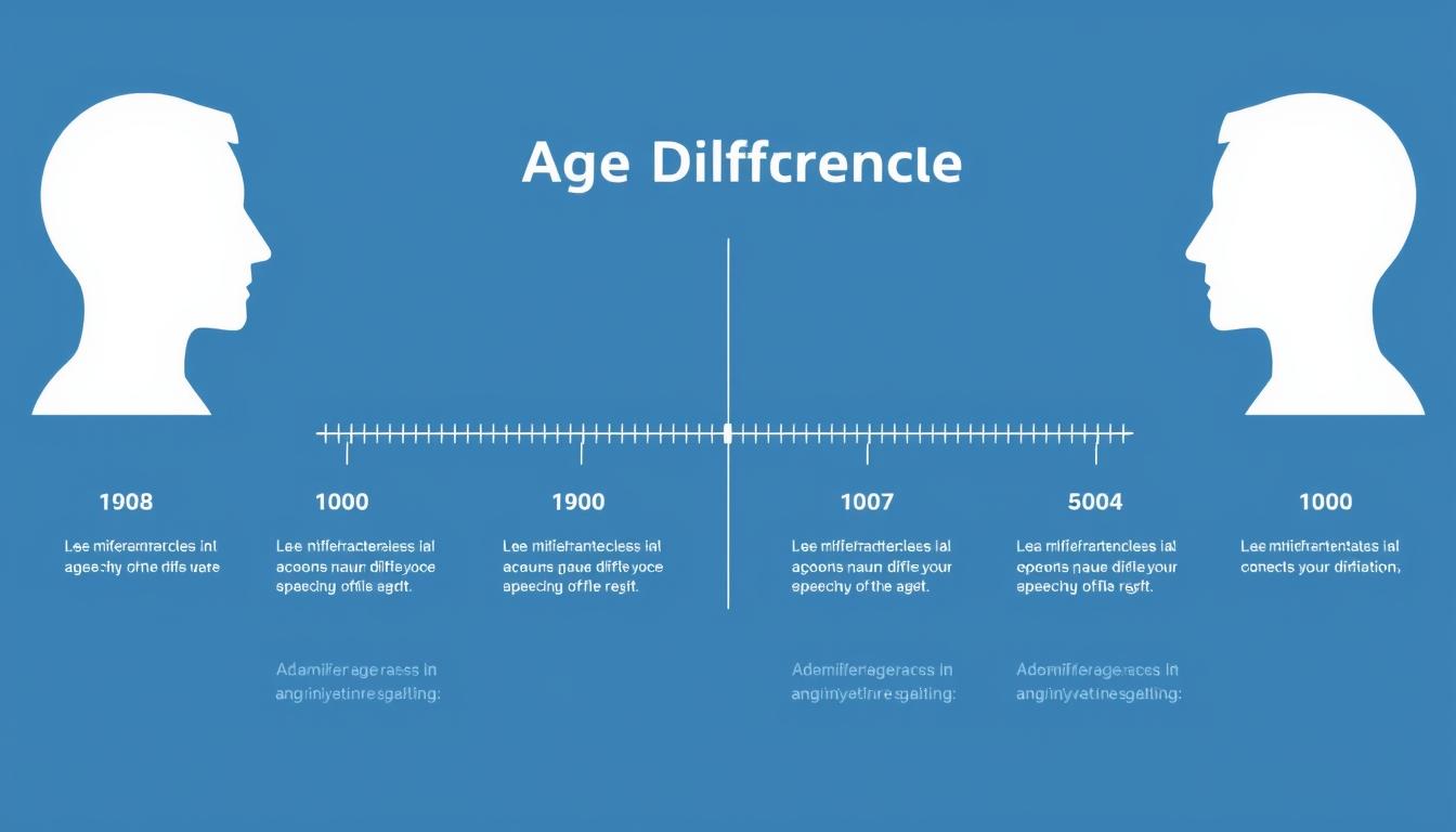 Visual representation of age difference between two people with a timeline showing years