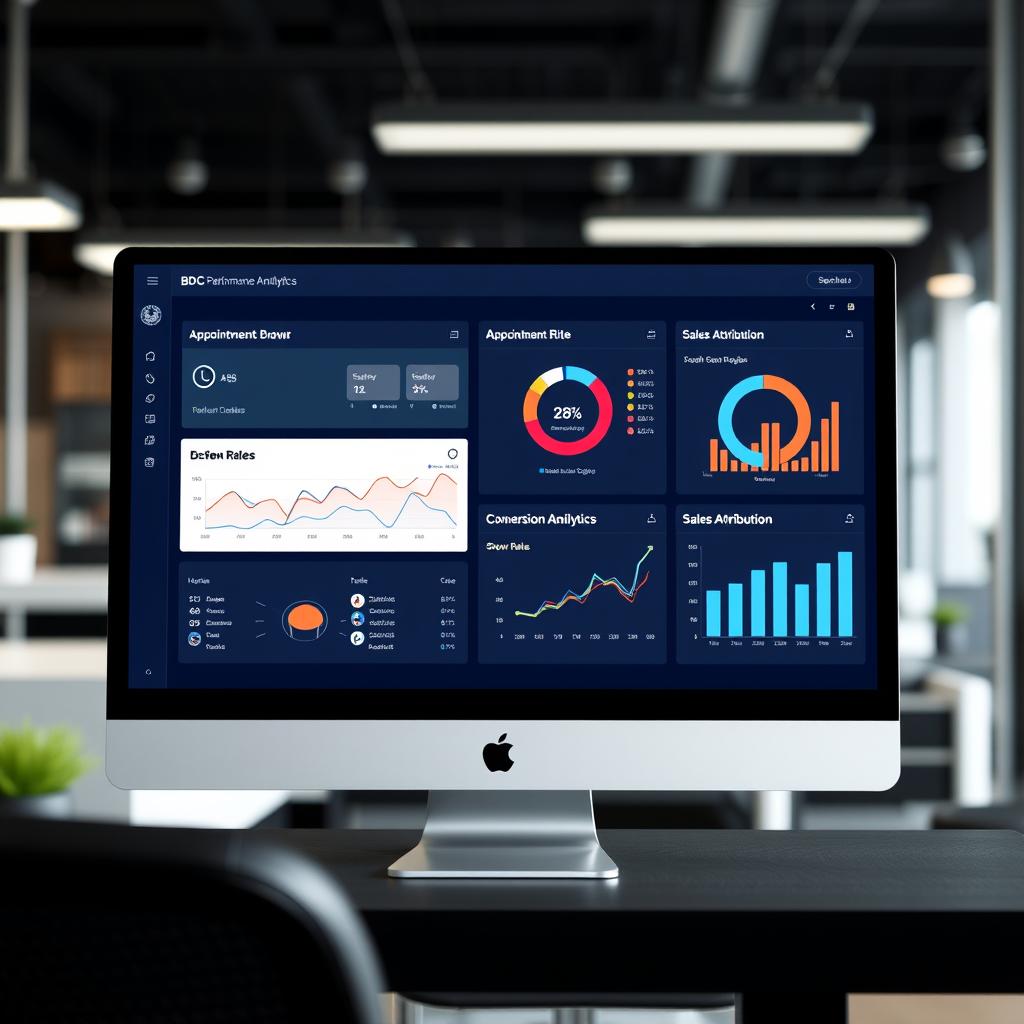 Dashboard Showing Bdc Performance Analytics For Automotive Dealership