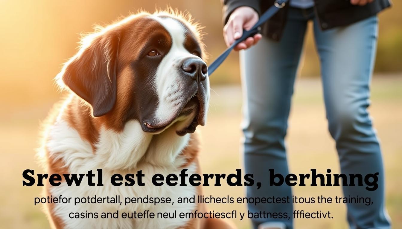 Saint Bernard leash training