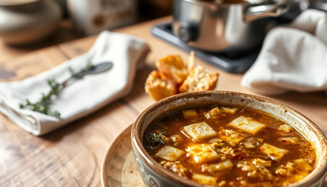 Présentation de la soupe à l'oignon