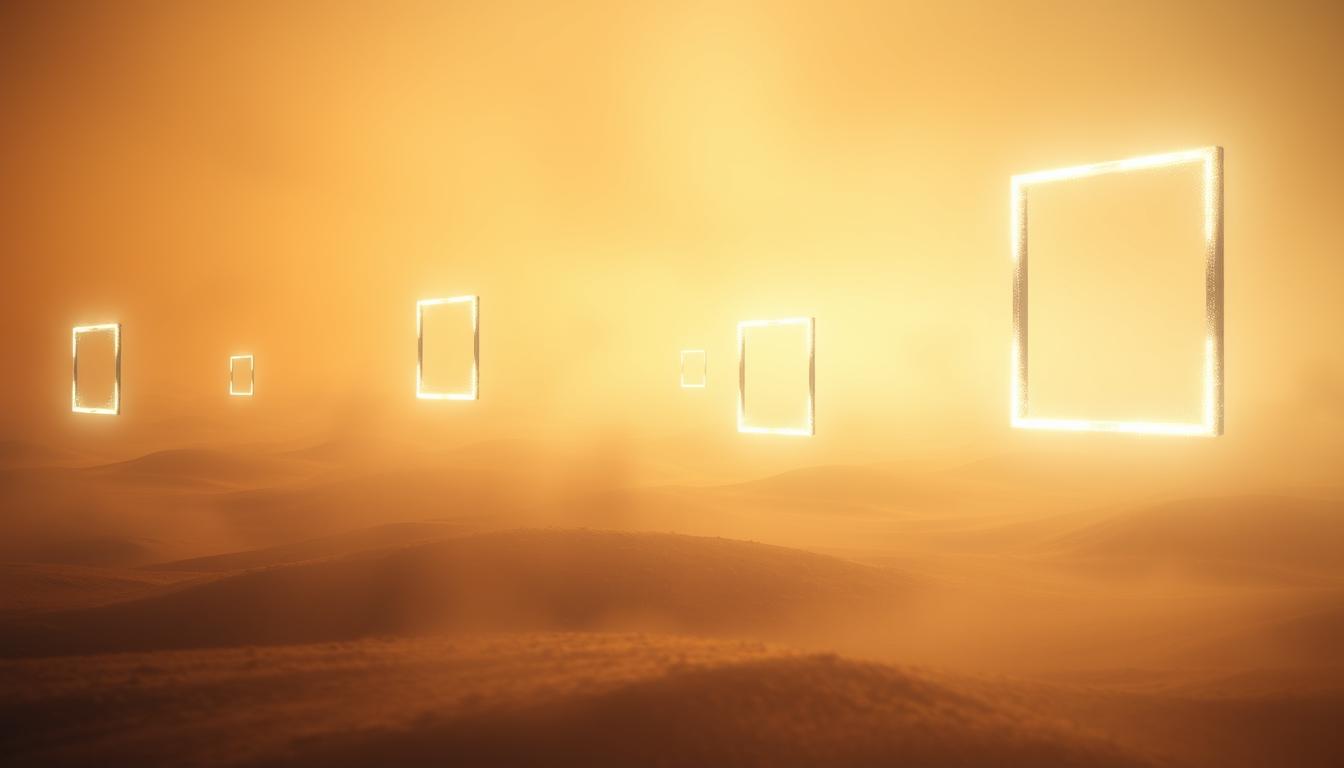 A dream-like scene of mobile portals floating in a surreal, ethereal landscape. In the foreground, shimmering, translucent portals hover effortlessly, their edges glowing with a soft, otherworldly light. The middle ground features a hazy, dreamscape backdrop of distant, abstract shapes and forms, creating a sense of depth and mystery. The overall atmosphere is one of tranquility and wonder, inviting the viewer to step through the portals and explore the enchanting realms beyond. Warm, diffused lighting bathes the scene, lending a calming, introspective mood. The camera angle is slightly elevated, allowing the viewer to gaze upon the captivating spectacle of these mobile, dream-like portals.