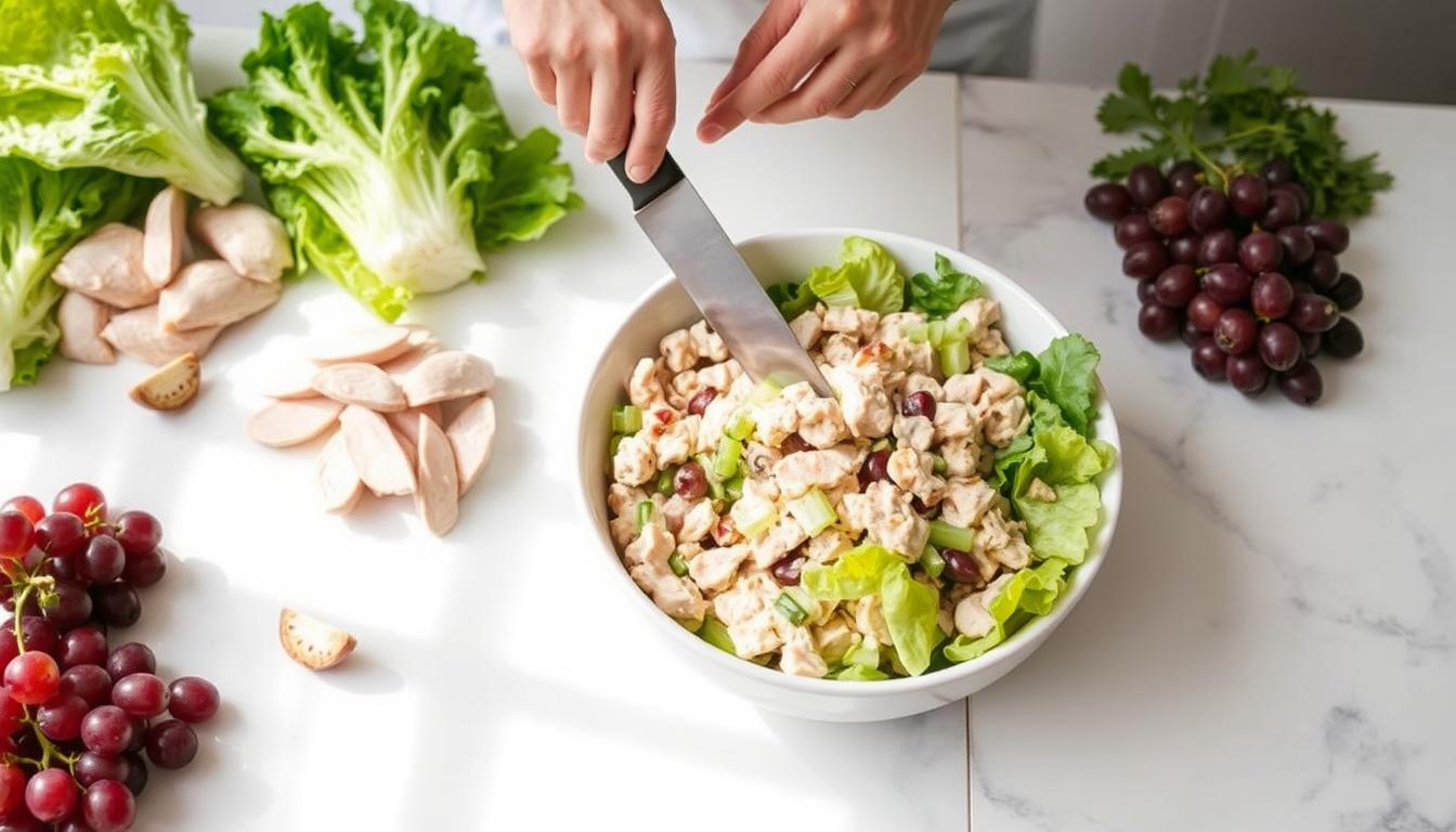 step-by-step chicken salad preparation