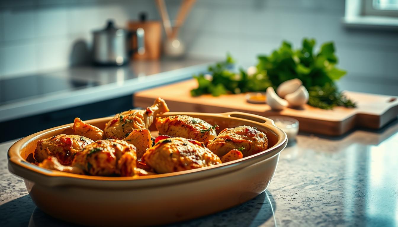Baked Chicken and Potatoes Cooking Process