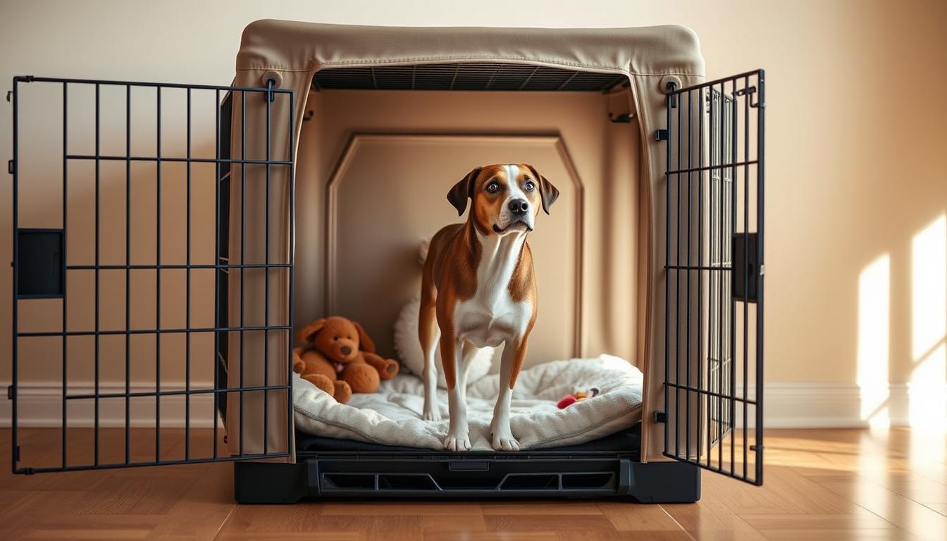 Adult dog crate training progress signs