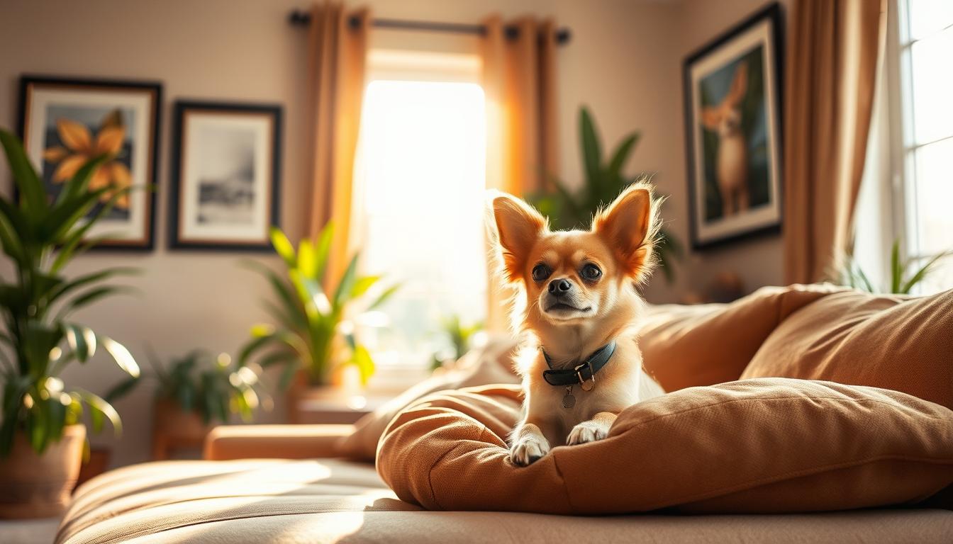small chihuahua in a safe home environment
