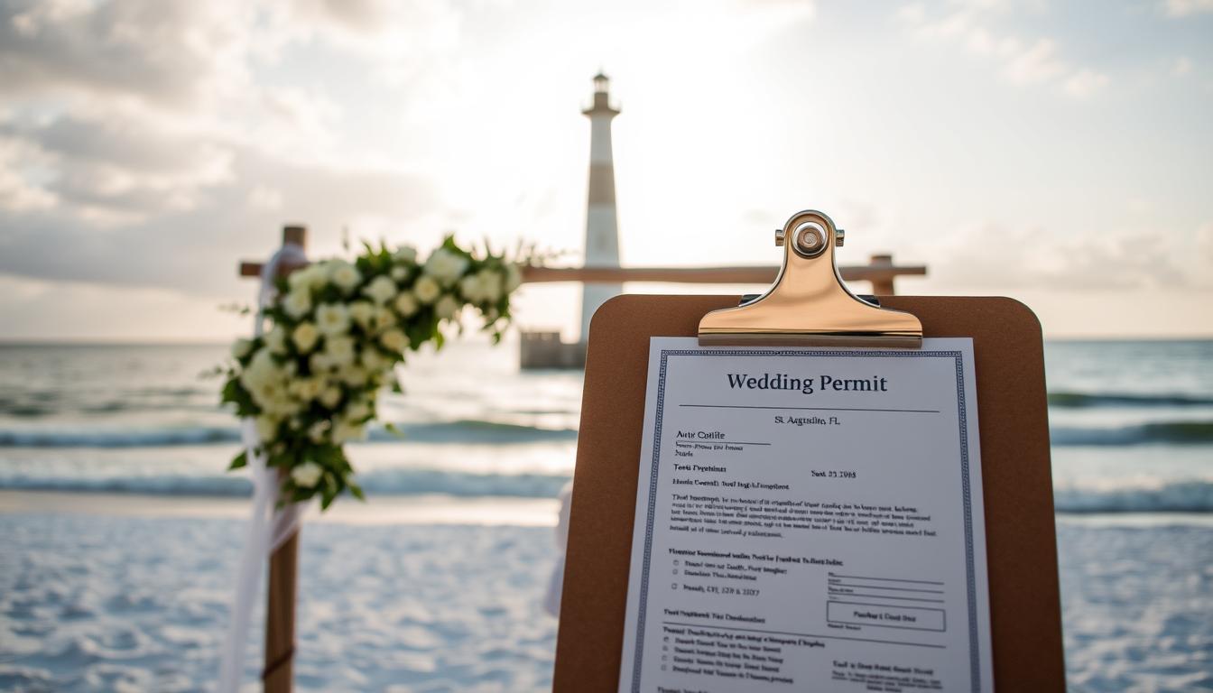 a clipboard with a beachfront wedding permit in St. Augustine FL