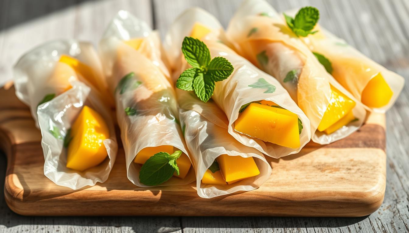 Rice Paper Roll Mangga + Daun Mint – Cemilan Sehat ala Musim Panas