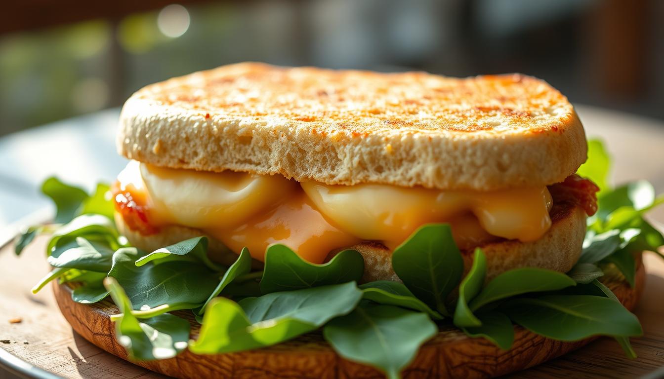 Panini keju + bayam lembut ala brunch