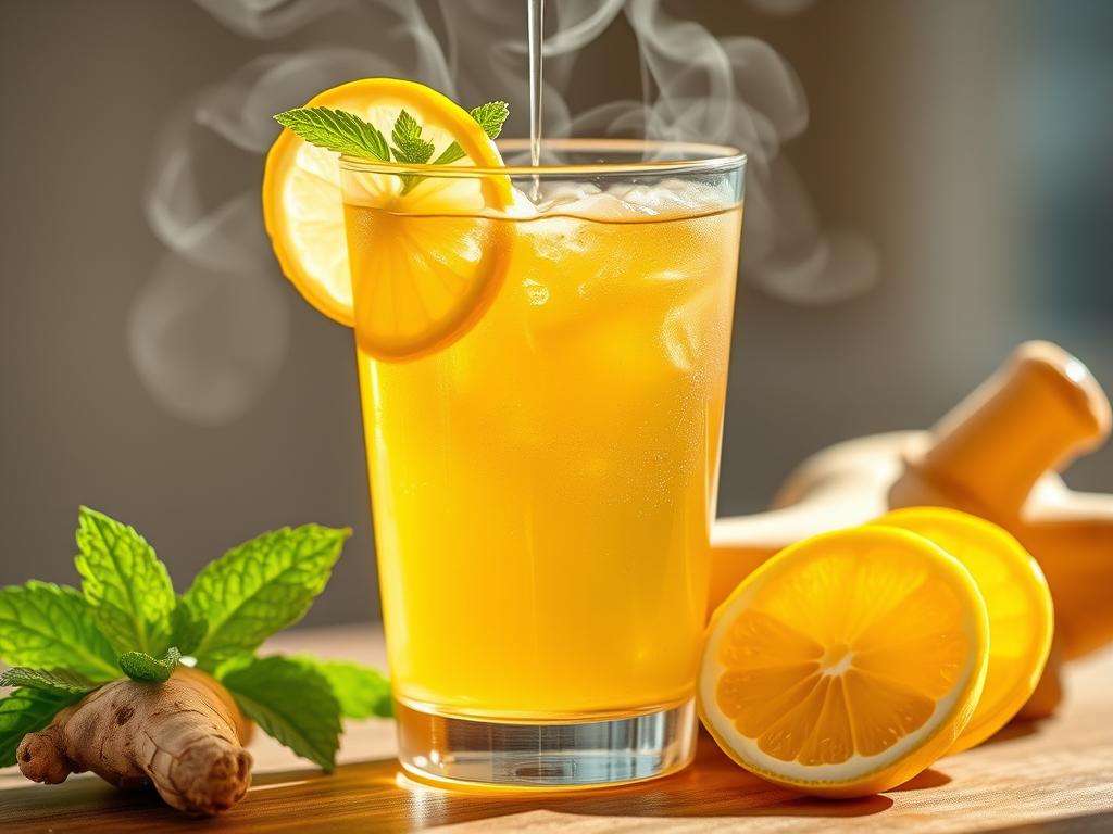 10 Healthy Summer Drinks for Energy and Immunity | Refreshing Recipes | 2 Glass of lemon ginger tea with fresh ingredients