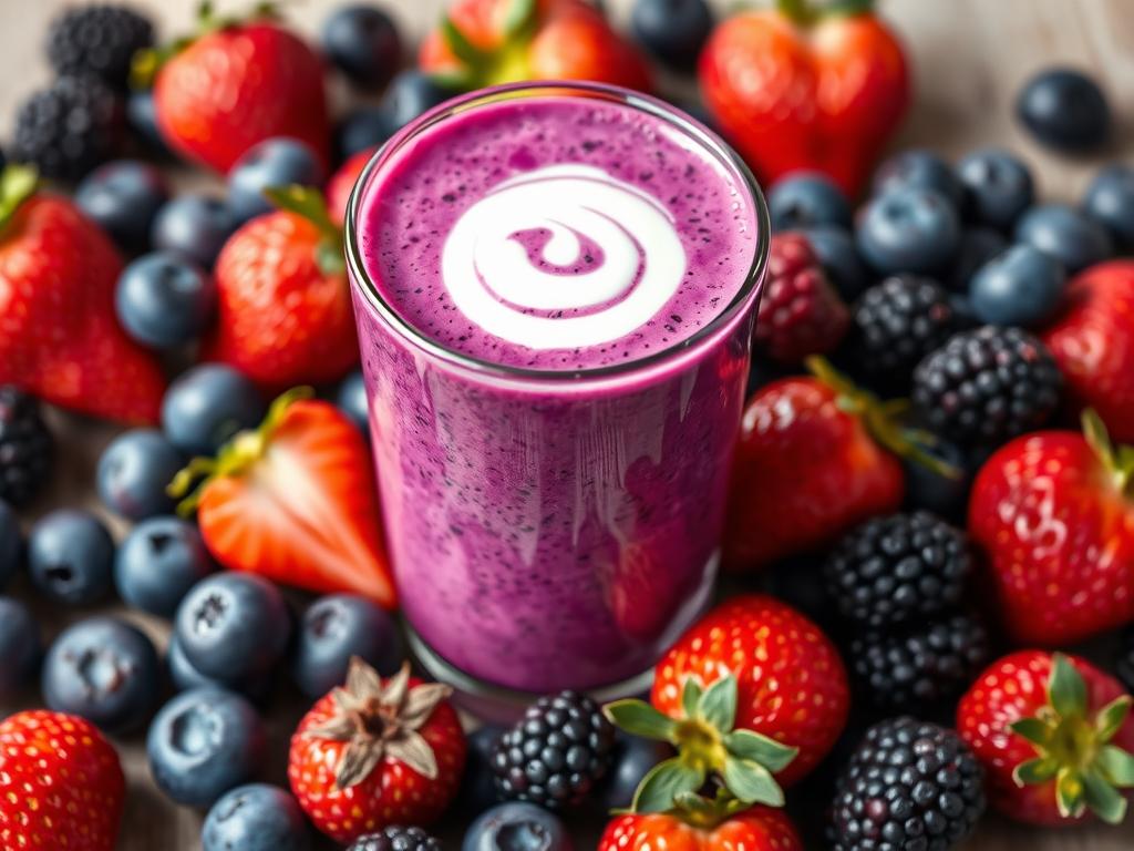 10 Healthy Summer Drinks for Energy and Immunity | Refreshing Recipes | 7 Purple berry immunity smoothie in a glass with fresh berries