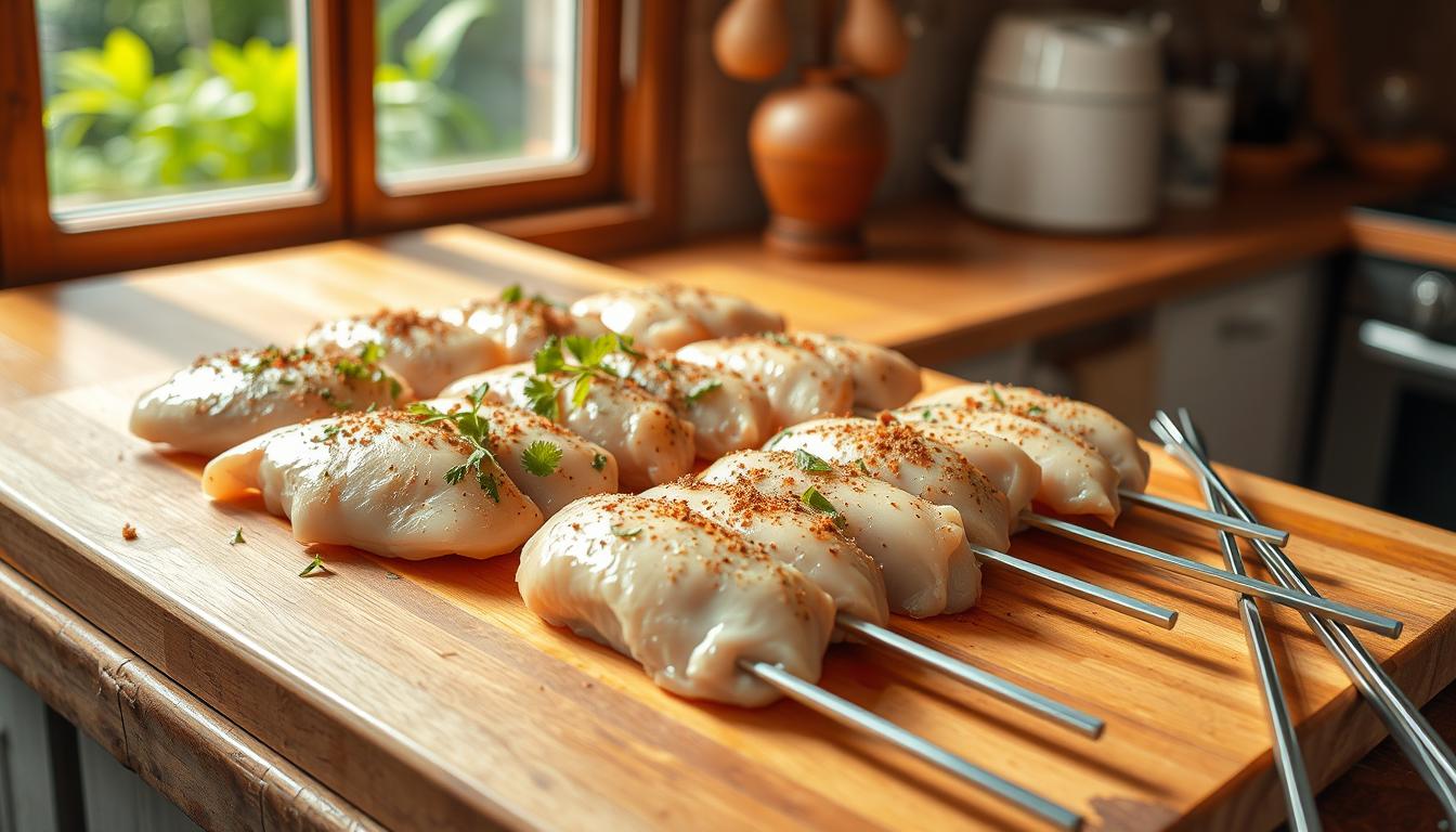 chicken skewers preparation