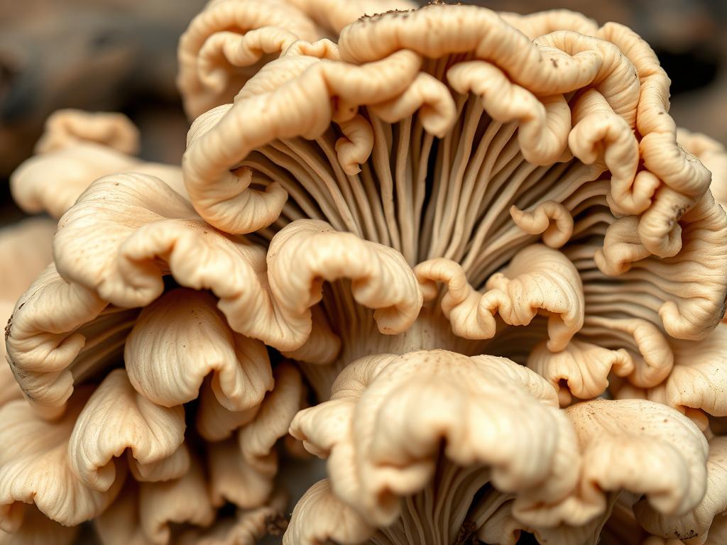 Maitake mushroom with its distinctive ruffled, overlapping caps