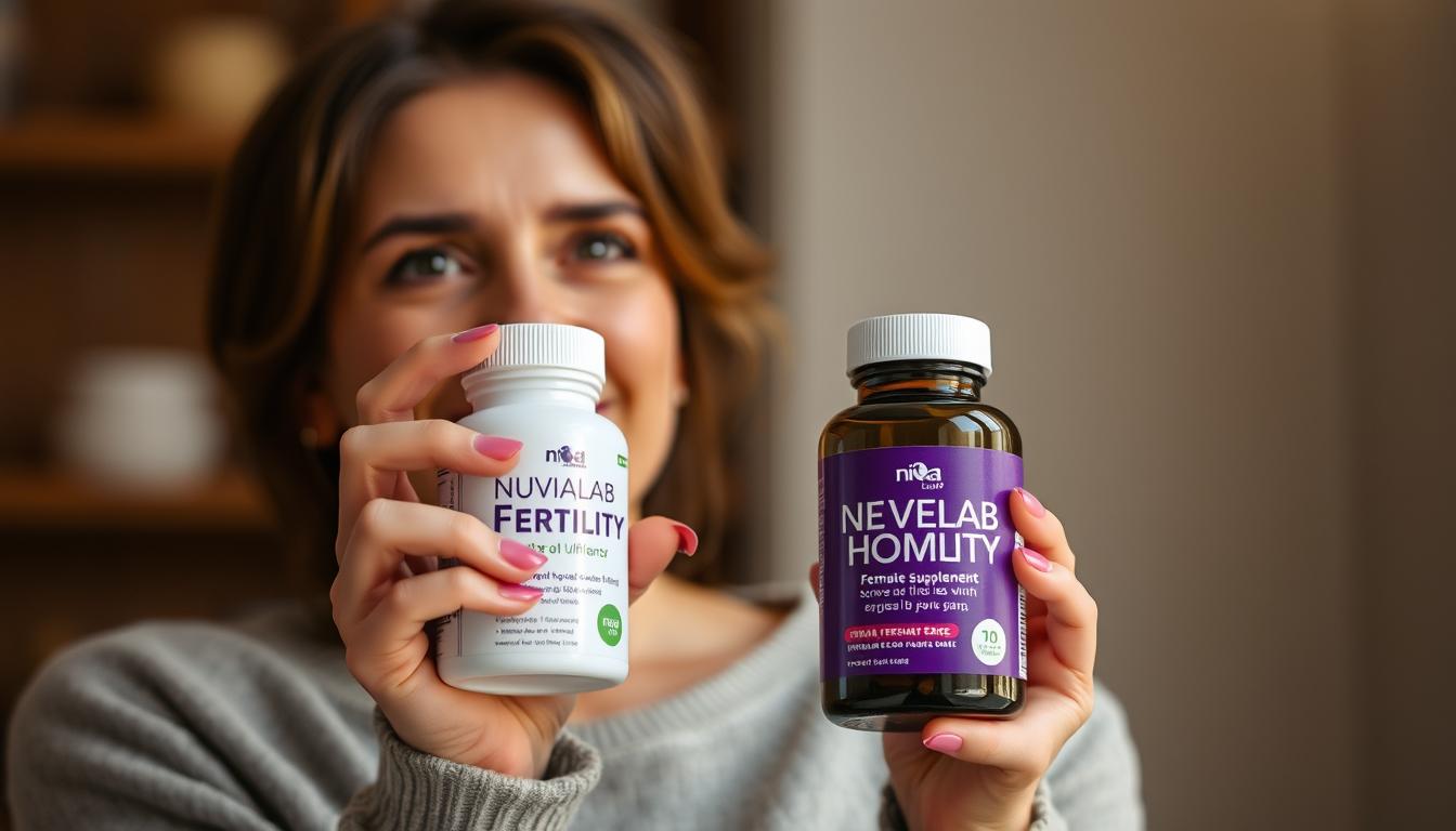 Mujer sosteniendo NuviaLab Female Fertility opiniones