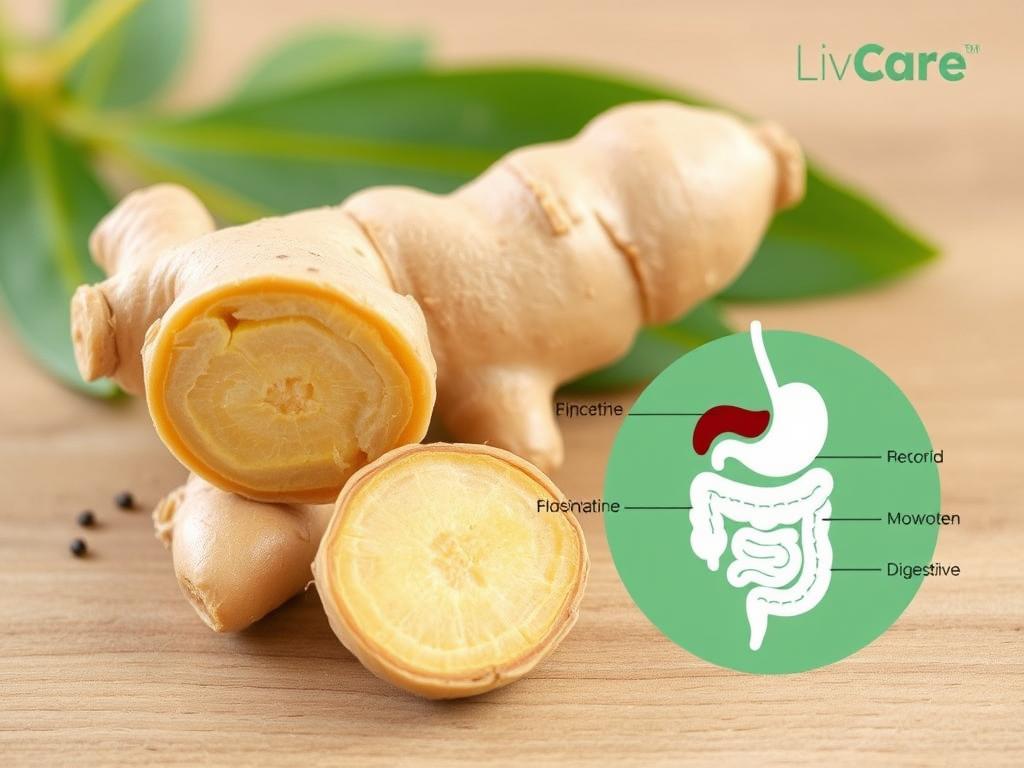 Jengibre en LivCare para mejorar la digestión y reducir inflamación