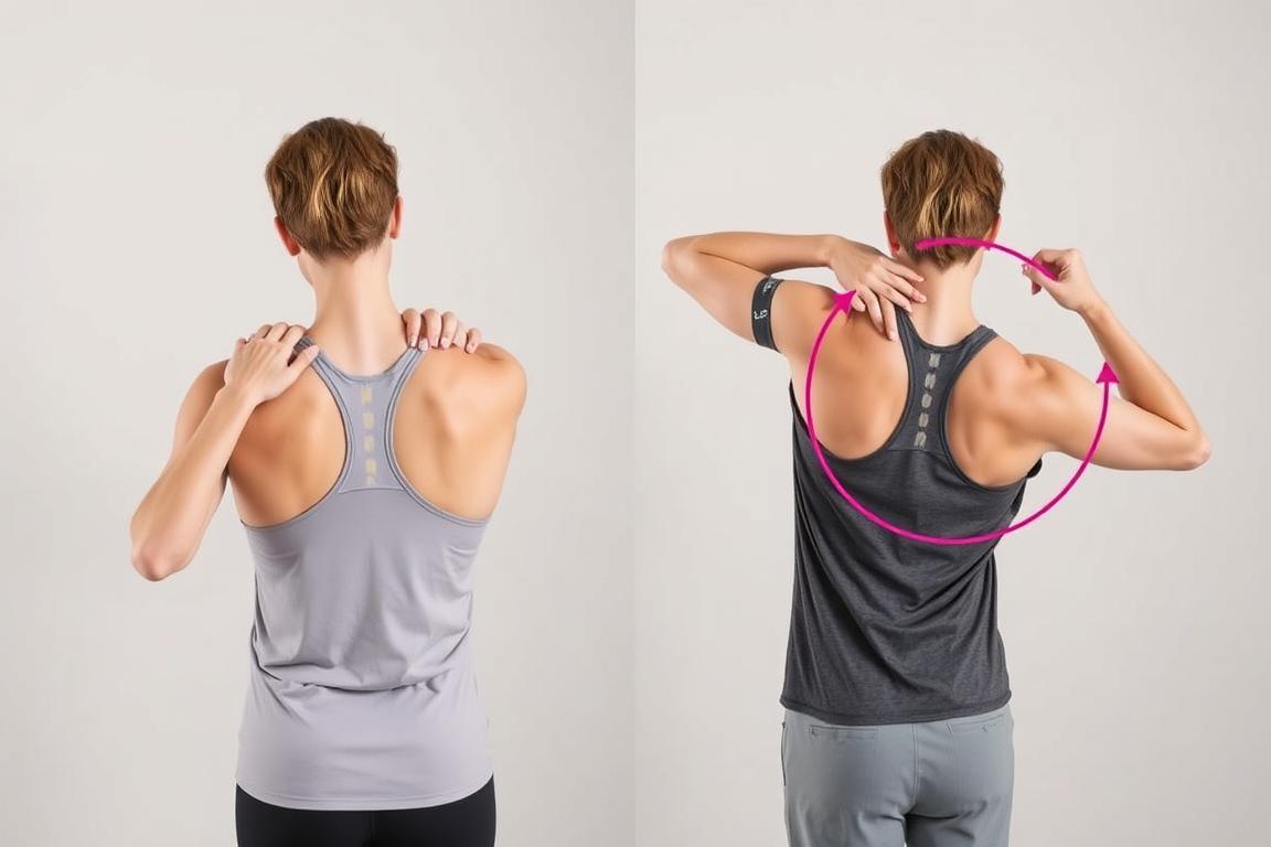 شخص يؤدي تمرين تدوير الكتفين لزيادة مرونة الجزء العلوي من العمود الفقري