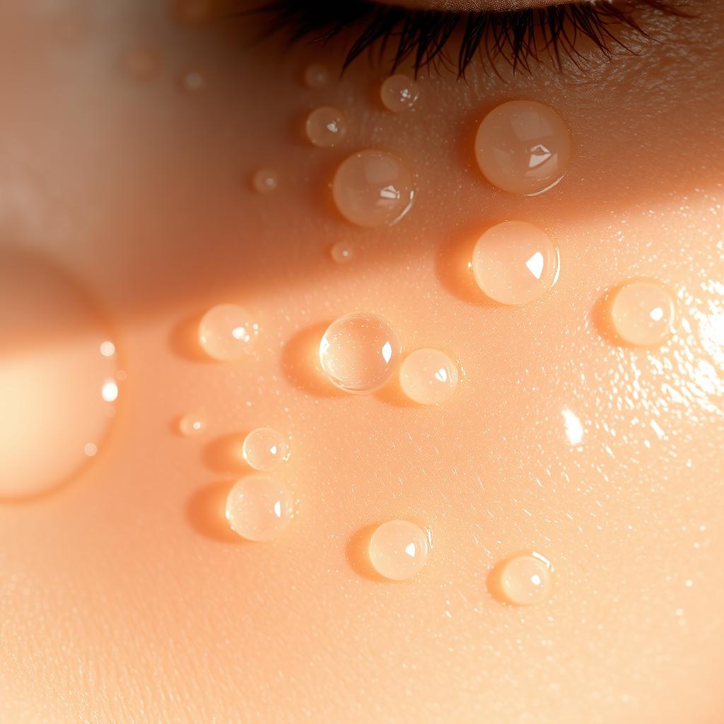 Close-up of hydrated skin after chitosan mask application