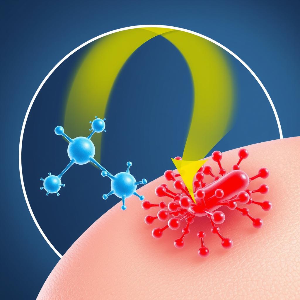 Illustration showing how chitosan fights bacteria on skin