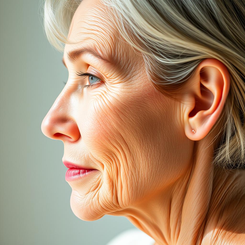 Woman with improved skin elasticity after using chitosan masks