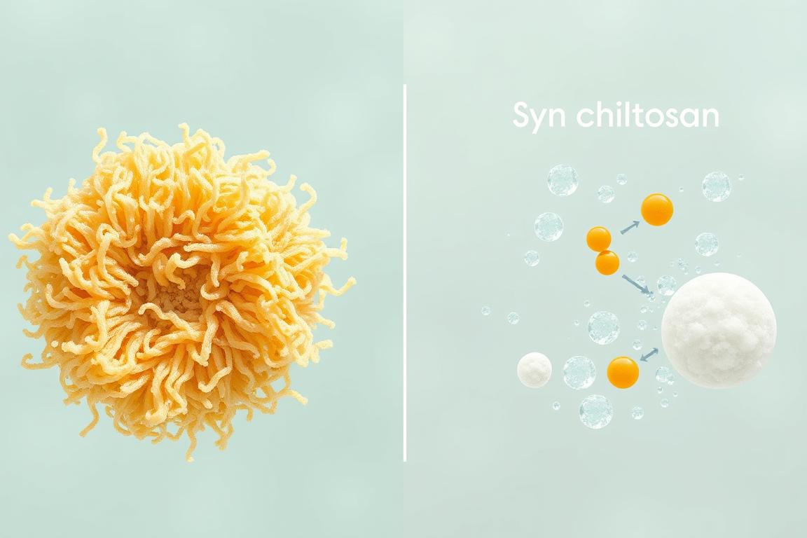 Biodegradation process of chitosan compared to synthetic ingredients