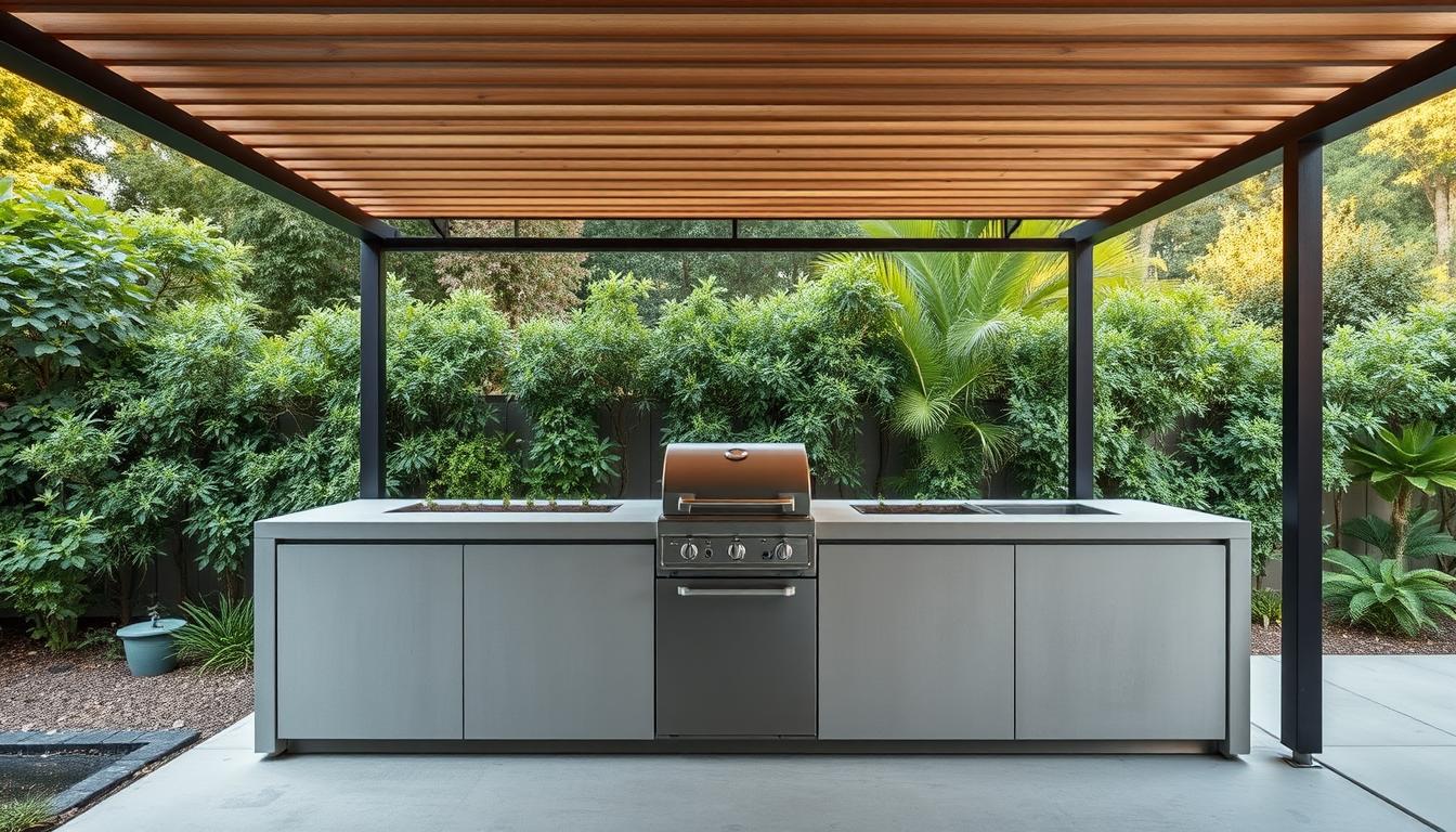 minimalistisches outdoor-küchendesign