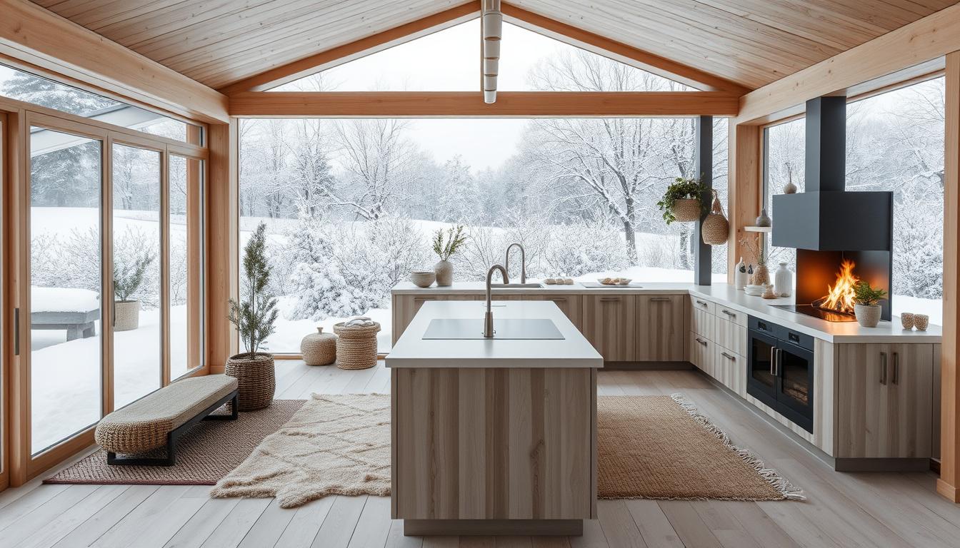 Skandinavisches Hygge-Konzept mit Wintergarten-Integration