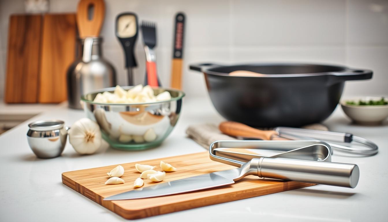 garlic chicken thighs cooking tools