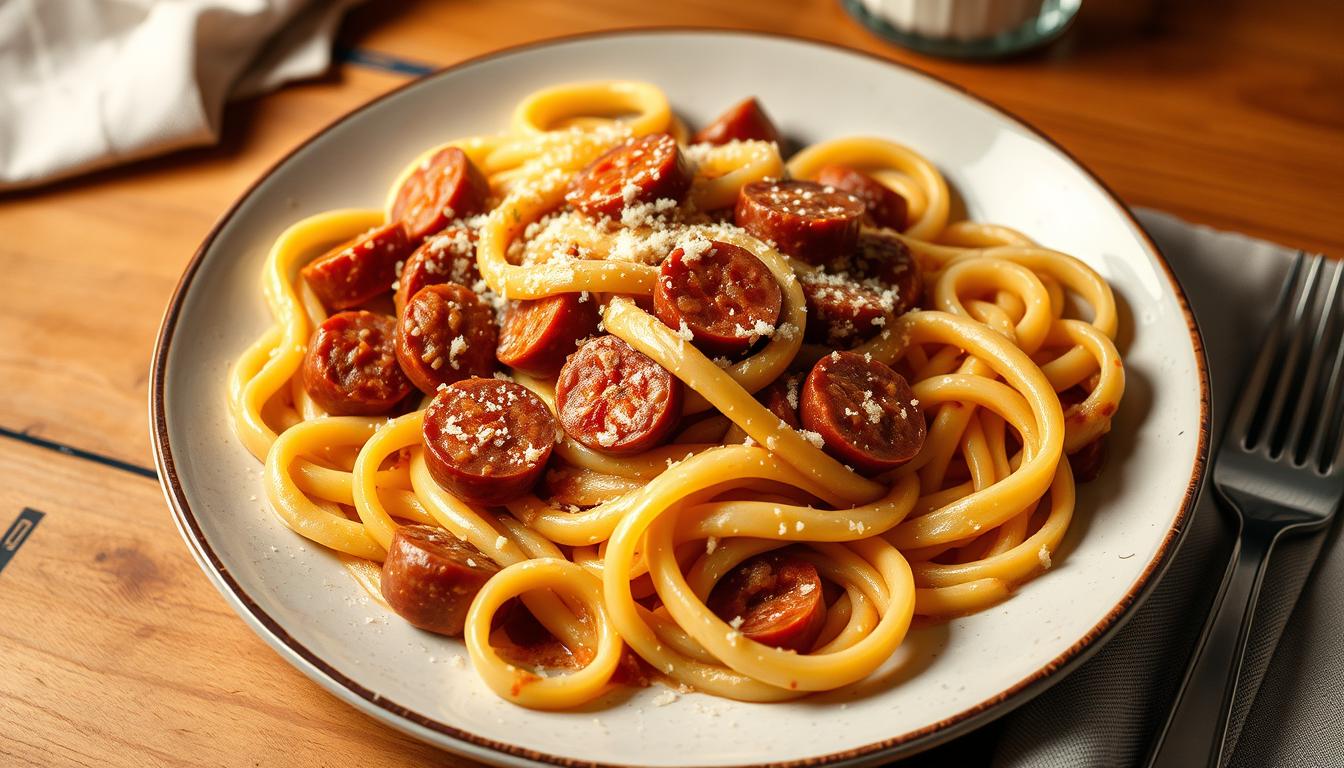 Creamy Italian Sausage Fettuccine Pasta